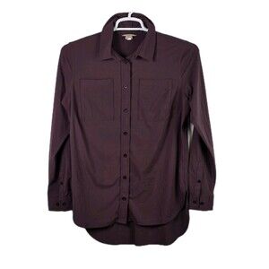 Duluth Trading Flexcellence Womens Large Maroon Long Sleeve Button Down